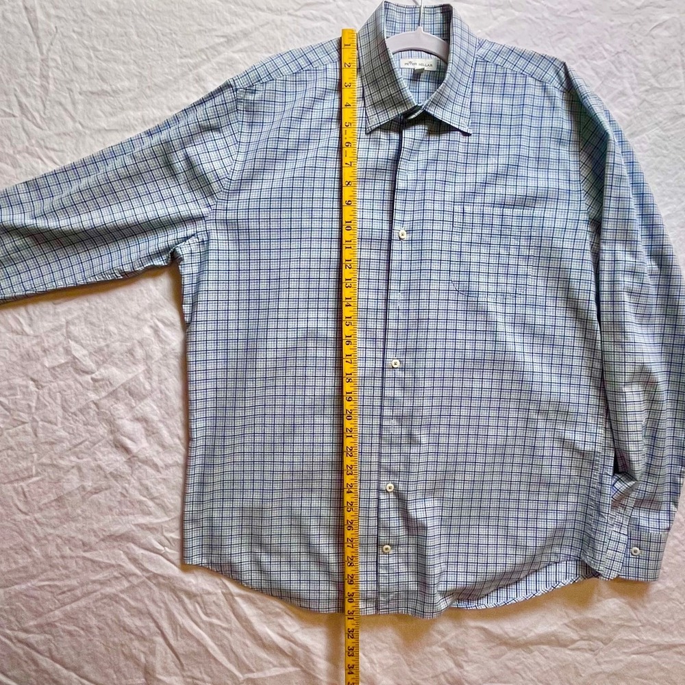 Peter Millar Mens Blue Check Stretch Cotton Button Down Shirt Large MF19W26NBL - Picture 10 of 10
